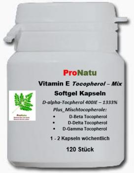 ProNatu 120 Vitamin E Softgel Kapseln 400IE (Tocopherol Mix)